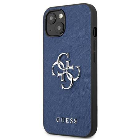 Guess Saffiano 4G Big Silver Logo - Case for iPhone 13 mini (Blue)