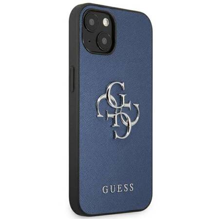Guess Saffiano 4G Big Silver Logo - Case for iPhone 13 mini (Blue)