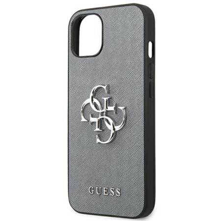Guess Saffiano 4G Big Silver Logo - Case for iPhone 13 mini (Grey)