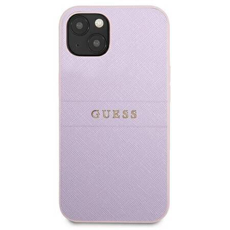 Guess Saffiano Hot Stamp & Metal Logo - iPhone 13 mini case (liliowy)