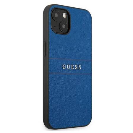 Guess Saffiano Metal Logo Stripes - Case for iPhone 13 mini (Blue)