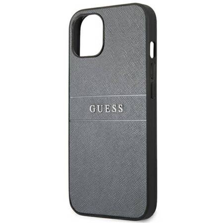 Guess Saffiano Metal Logo Stripes - Case for iPhone 13 mini (Grey)