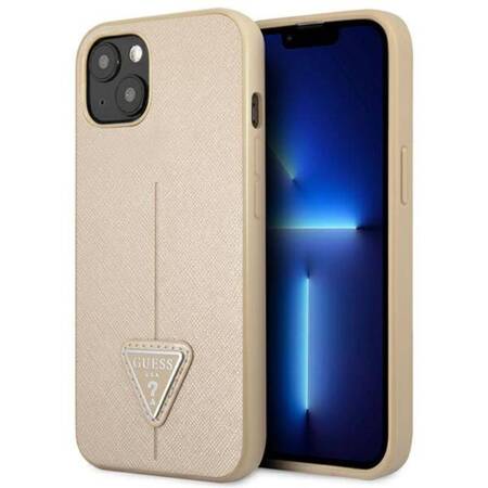 Guess Saffiano Triangle Logo Case - Case for iPhone 14 Plus (Beige)