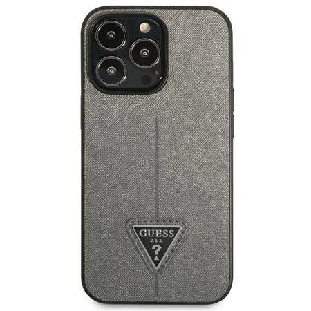 Guess Saffiano Triangle Logo Case - Cover for iPhone 13 Pro (Silver)