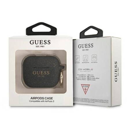 Guess Silicone Glitter Case Est – Case for Airpods 3 (Black)