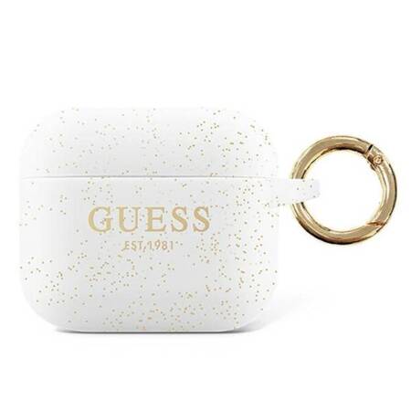 Guess Silicone Glitter Est - Case for Airpods Pro (White)