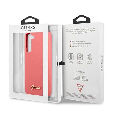 Guess Silicone Script Metal Logo - Cover for Samsung Galaxy S22+ (Fuchsia)