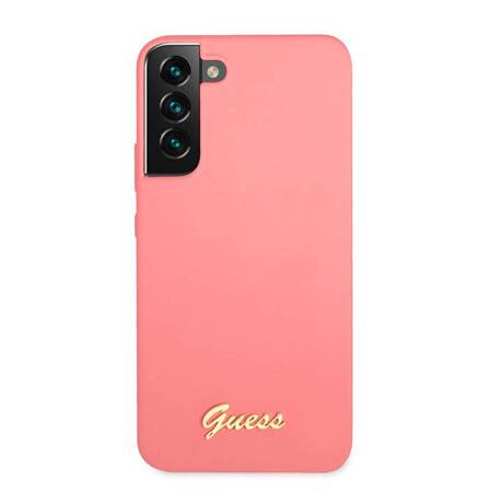 Guess Silicone Script Metal Logo - Cover for Samsung Galaxy S22+ (Fuchsia)