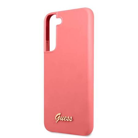 Guess Silicone Script Metal Logo - Cover for Samsung Galaxy S22+ (Fuchsia)