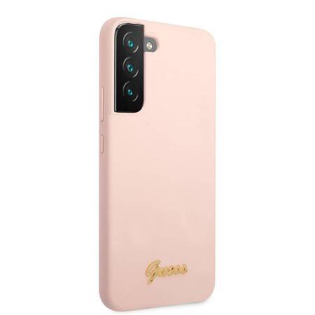 Guess Silicone Script Metal Logo - Cover for Samsung Galaxy S22+ (Pink)