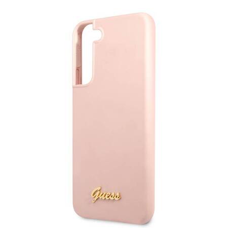 Guess Silicone Script Metal Logo - Cover for Samsung Galaxy S22+ (Pink)