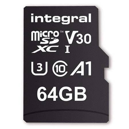 Integral UltimaPro - Memory Card  64 GB microSDHC/100 MB / s/ Class 10 UHS-I U3/ V30 + Adapter