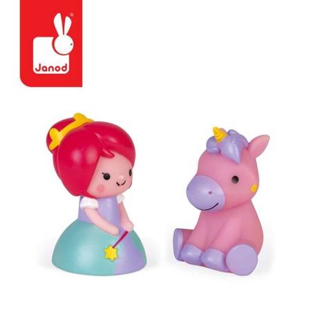 Janod - A set of bath figures Princess and a glowing unicorn