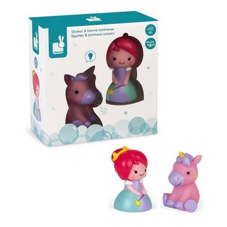 Janod - A set of bath figures Princess and a glowing unicorn