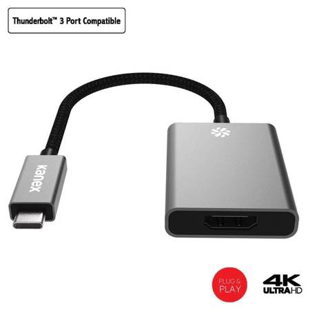 Kanex Premium USB-C to HDMI 4K Adapter for MacBook, 4K, 60 Hz (Space Gray)