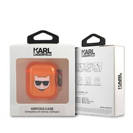 Karl Lagerfeld Choupette Head - Case for Airpods (fluo orange)