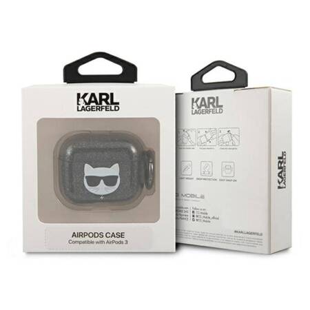 Karl Lagerfeld Choupette Head Glitter - Case for AirPods 3 (Black)