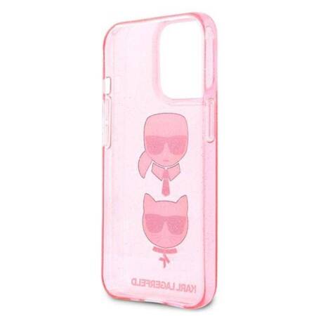 Karl Lagerfeld Glitter Karl & Choupette Head - Case for iPhone 13 Pro (Pink)