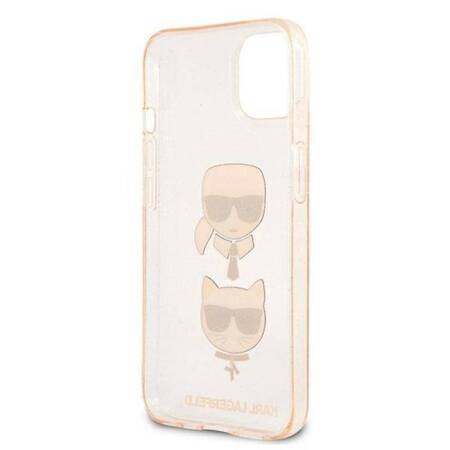 Karl Lagerfeld Glitter Karl & Choupette Head - Case for iPhone 13 mini (Gold)