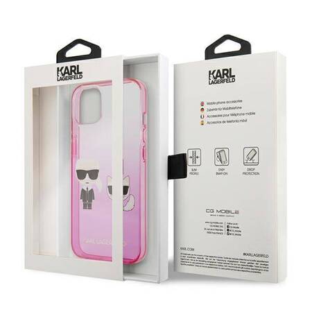 Karl Lagerfeld Gradient Ikonik Karl & Choupette - Case for iPhone 13 mini (Pink)