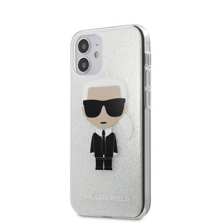 Karl Lagerfeld Iconik Glitter - Case for iPhone 12 Mini (Silver)