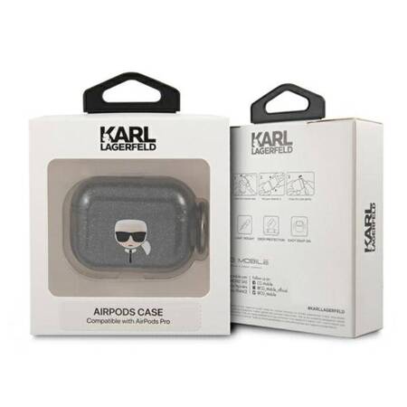 Karl Lagerfeld Karl Head Glitter - Case for Airpods Pro (Black)