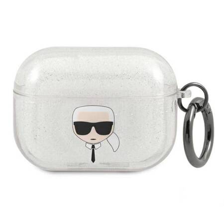 Karl Lagerfeld Karl Head Glitter - Case for Airpods Pro (Silver)