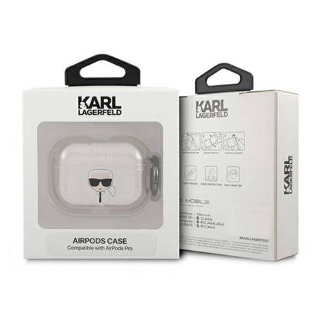 Karl Lagerfeld Karl Head Glitter - Case for Airpods Pro (Silver)