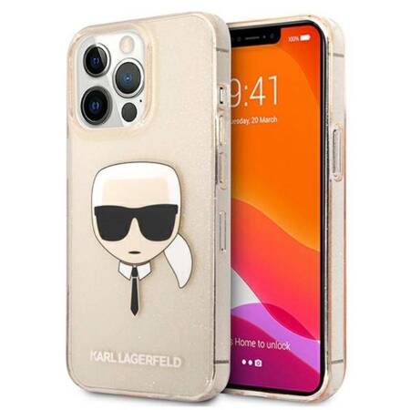 Karl Lagerfeld Karl’s Head Glitter - Case for iPhone 13 Pro (Gold)