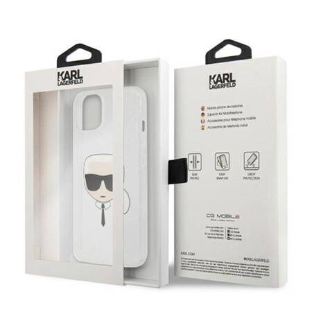 Karl Lagerfeld Karl's Head Glitter - Case for iPhone 13 mini (Silver)