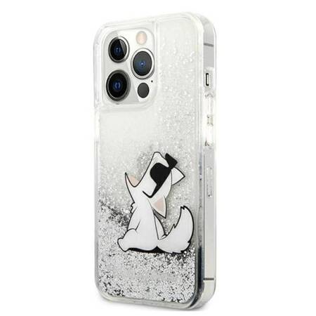 Karl Lagerfeld Liquid Glitter Choupette Fun - Case for iPhone 13 Pro Max (Silver)
