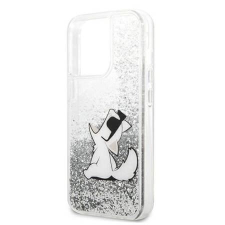 Karl Lagerfeld Liquid Glitter Choupette Fun - Case for iPhone 13 Pro Max (Silver)