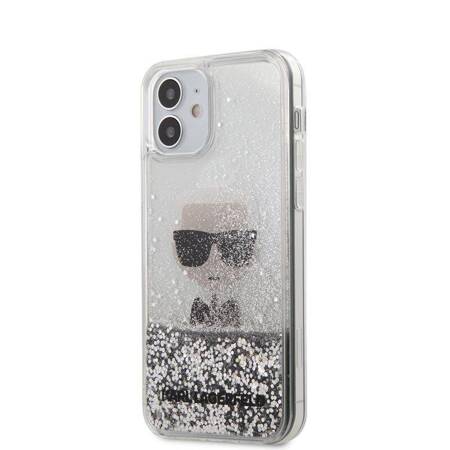 Karl Lagerfeld Liquid Glitter Ikonik - Case for iPhone 12 Mini (Silver)