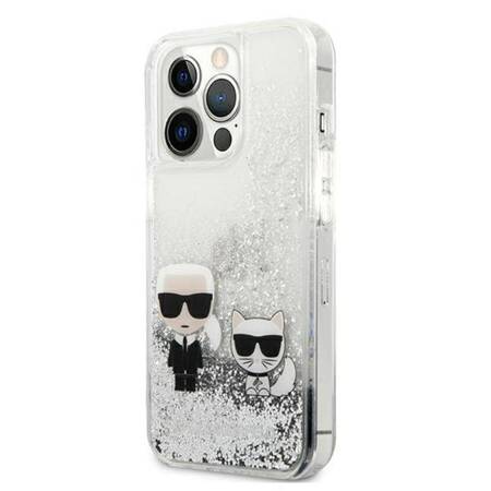 Karl Lagerfeld Liquid Glitter Karl & Choupette - Case for iPhone 13 Pro Max (Silver)