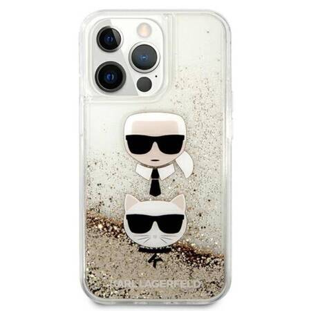 Karl Lagerfeld Liquid Glitter Karl & Choupette Head - Case for iPhone 13 Pro (Gold)