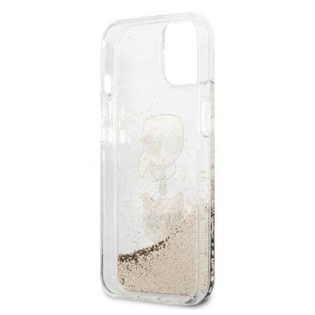 Karl Lagerfeld Liquid Glitter Karl & Choupette Head - Case for iPhone 13 mini (Gold)