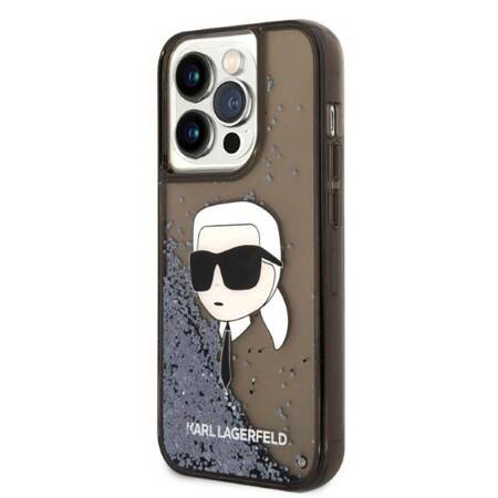 Karl Lagerfeld Liquid Glitter Karl's Head - Etui iPhone 14 Pro Max (czarny)