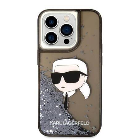 Karl Lagerfeld Liquid Glitter Karl's Head - Etui iPhone 14 Pro Max (czarny)