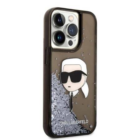 Karl Lagerfeld Liquid Glitter Karl's Head - Etui iPhone 14 Pro Max (czarny)