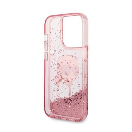 Karl Lagerfeld Liquid Glitter Karl's Head - Etui iPhone 14 Pro Max (różowy)