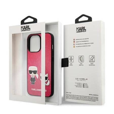 Karl Lagerfeld PU Leather Karl & Choupette Embossed - Case for iPhone 13 Pro (Fuchsia)