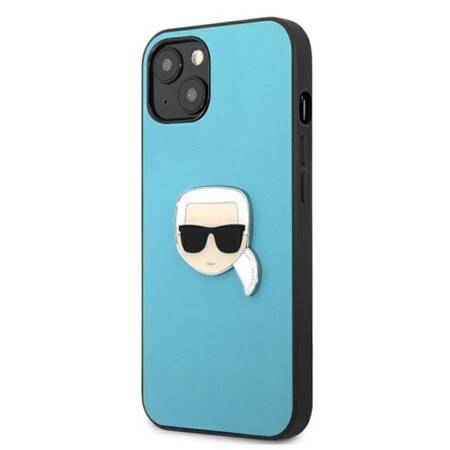 Karl Lagerfeld PU Leather Karl's Head Metal - Case for iPhone 13 (Blue)