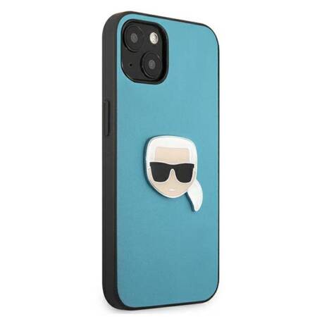 Karl Lagerfeld PU Leather Karl's Head Metal - Case for iPhone 13 (Blue)