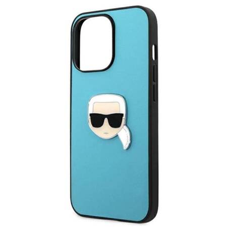 Karl Lagerfeld PU Leather Karl's Head Metal - Case for iPhone 13 Pro Max (Blue)