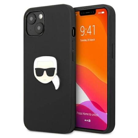 Karl Lagerfeld PU Leather Karl's Head Metal - Case for iPhone 13 mini (Black)