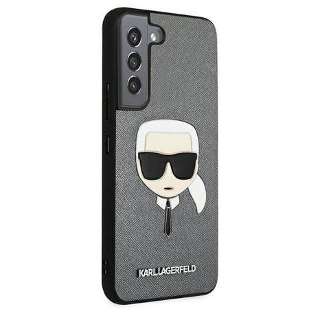 Karl Lagerfeld Saffiano Ikonik Karl`s Head - Case for Samsung Galaxy S22+ (Silver)