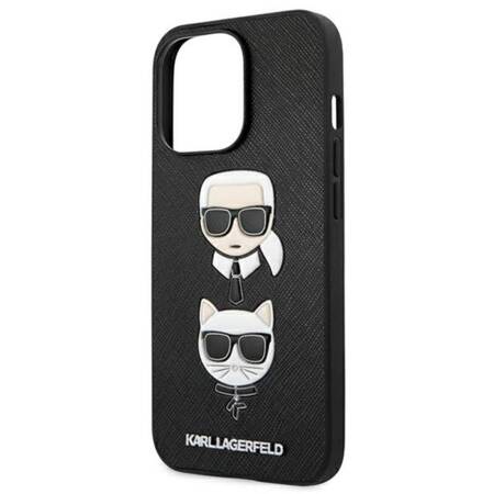 Karl Lagerfeld Saffiano Karl & Choupette Embossed Heads - Case for iPhone 13 Pro Max (Black)