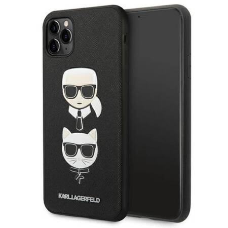 Karl Lagerfeld Saffiano Karl & Choupette Heads - Case for iPhone 11 Pro Max (Black)