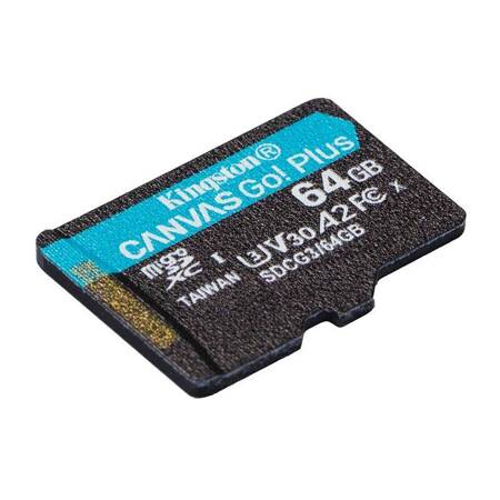 Kingston Canvas Go Plus microSDXC - Memory card 64GB A2 V30 Class 10 UHS-I U3 170/70 Mb/s with adapter