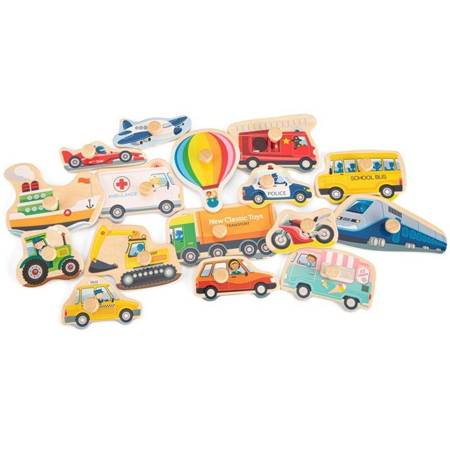 New Classic Toys - Wooden Puzzle Vehicles (16 elements)